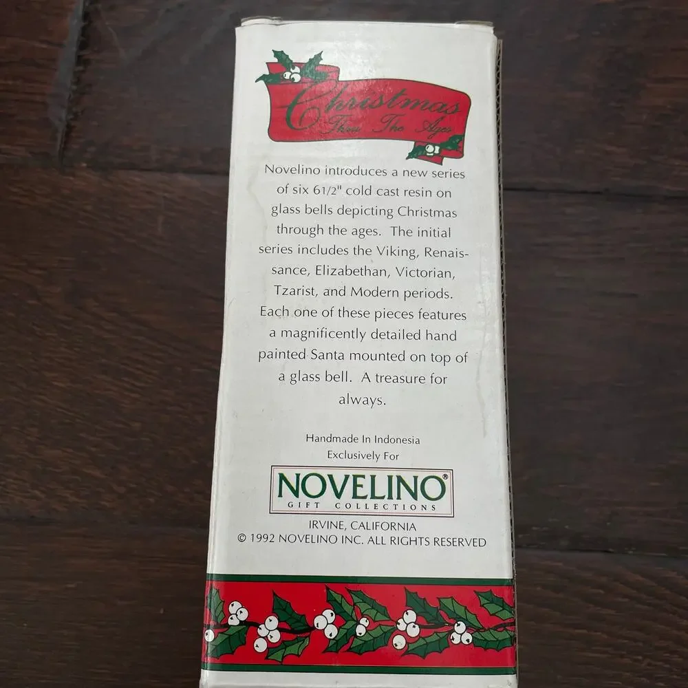 Christmas Thru The Ages Novelino Victorian Santa Bell Viking Glass Vintage 1992